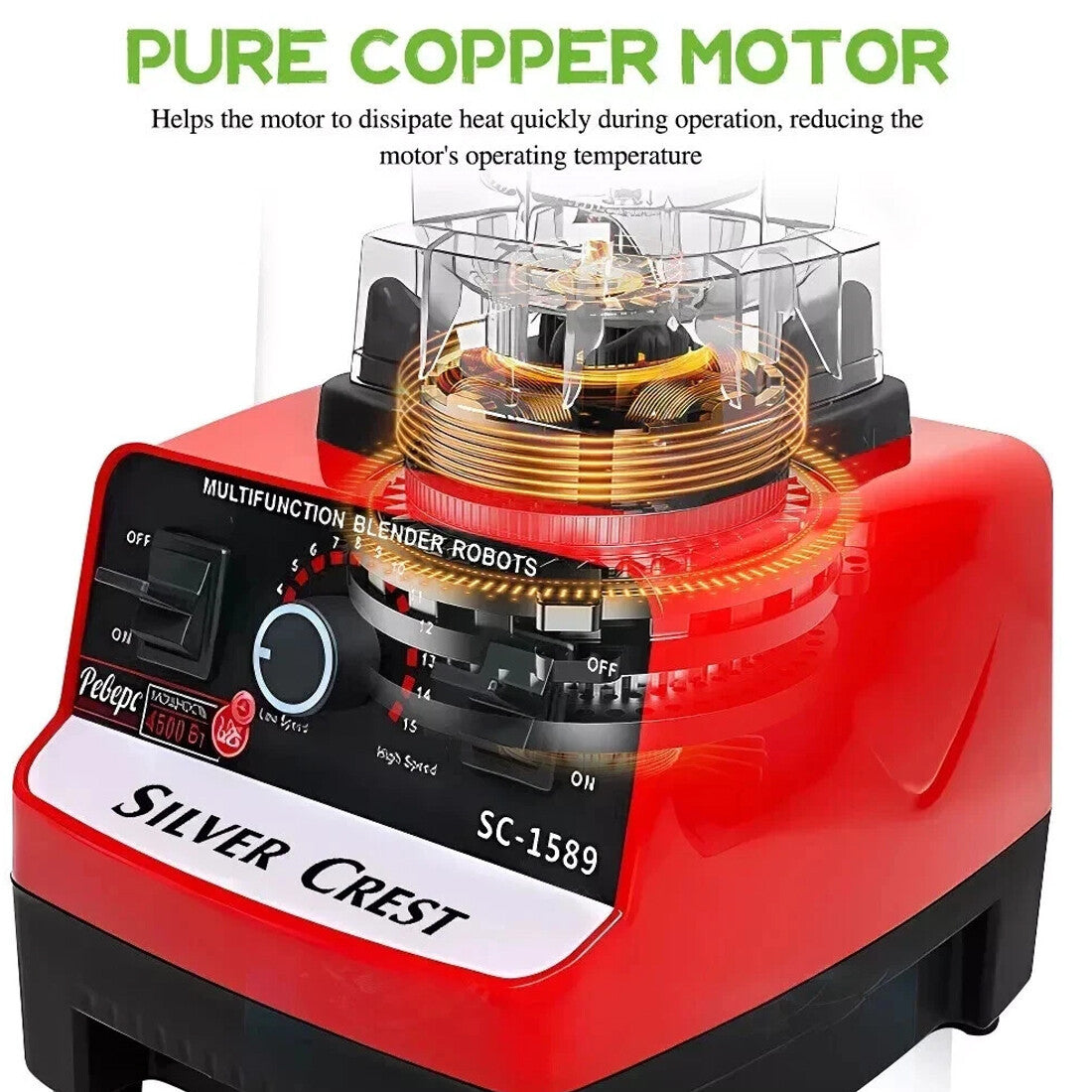 4500W Blender Food Processor Combo – Ice Crusher, Smoothie Maker & Juicer with 2 Jugs (2L + 600ml)