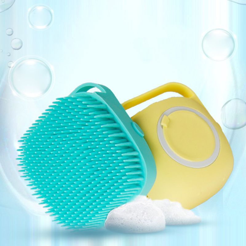Silicone Pet Bath Brush Tool – Soft Bristle Dog & Cat Grooming Scrubber with Shampoo Dispenser