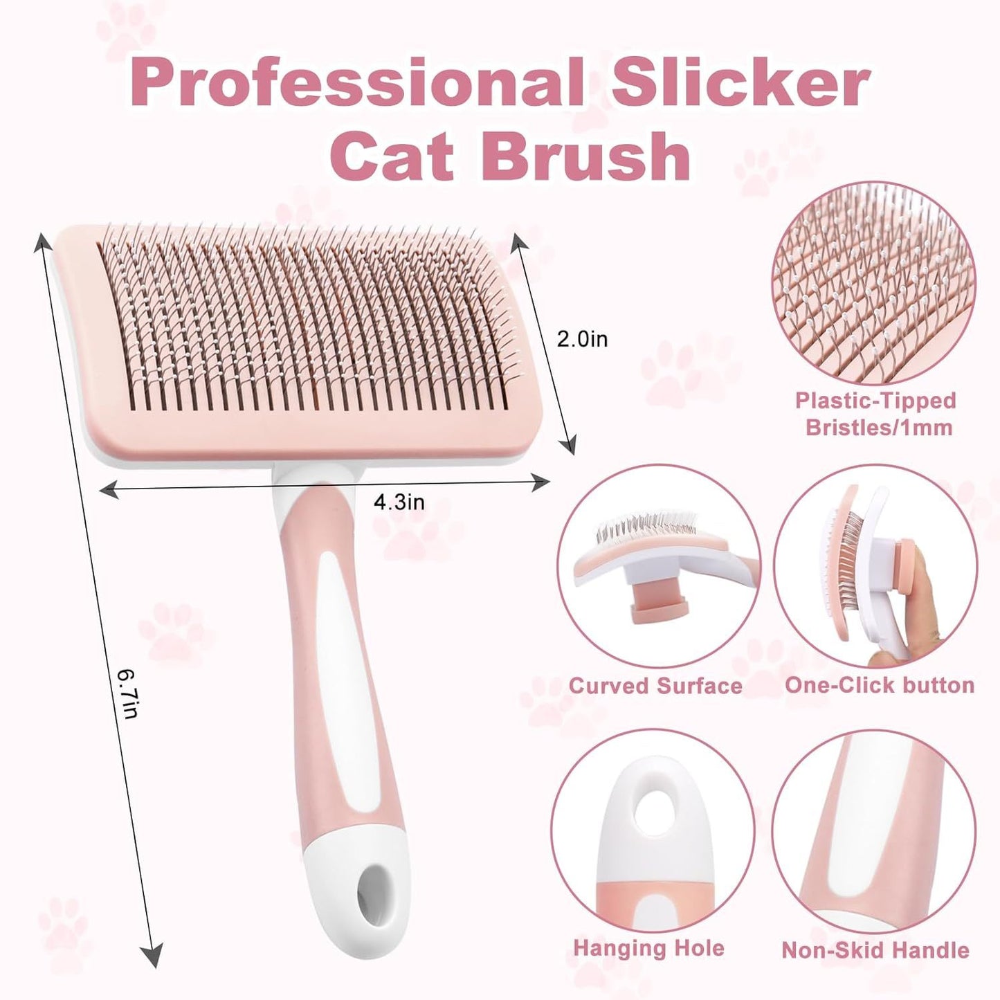 Professional Pet Self Cleaning Slicker Brush – Hair Removal & Massage Grooming Comb for Dogs & Cats