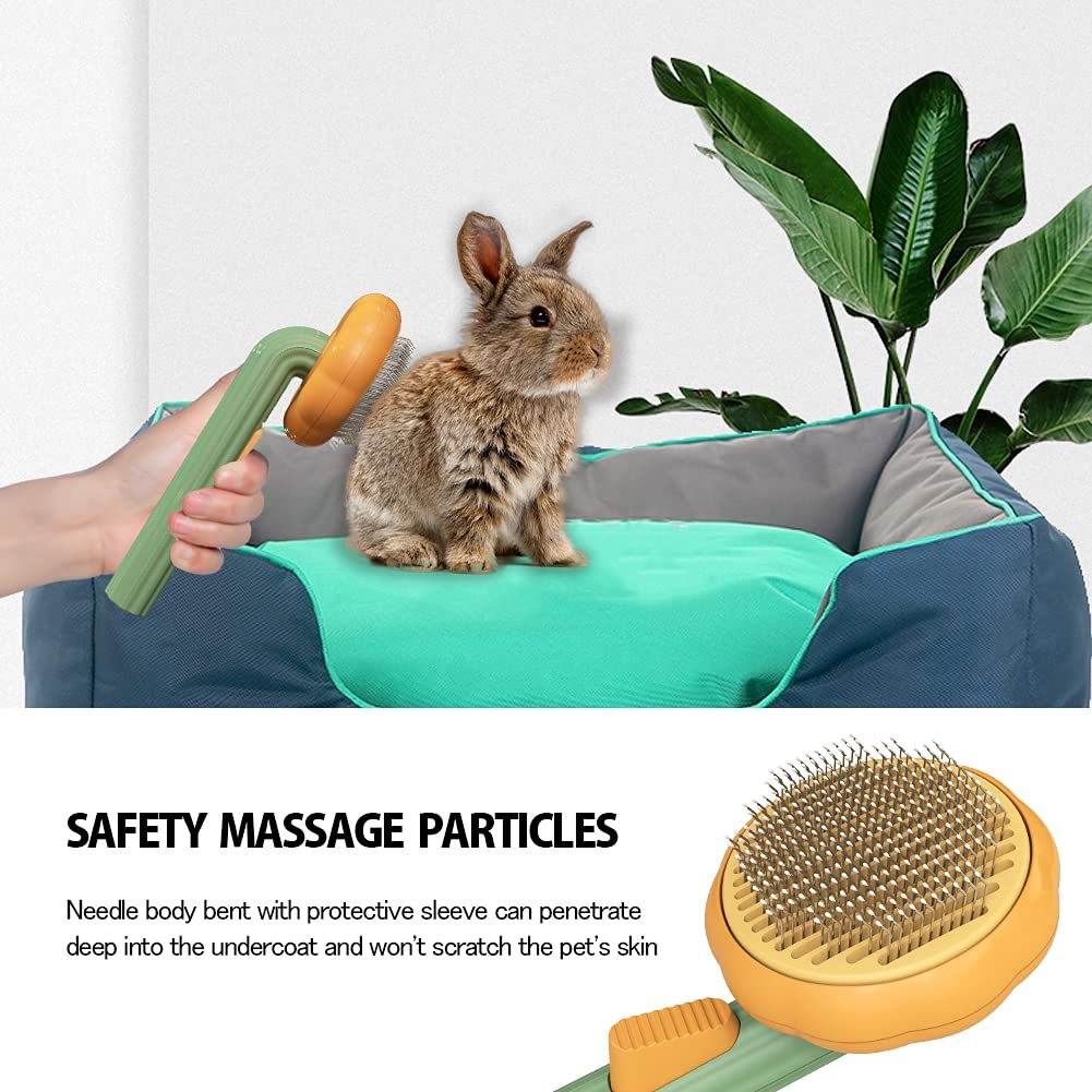 Pumpkin-Shaped Pet Self Cleaning Slicker Brush – Grooming Brush for Dogs, Cats & Rabbits