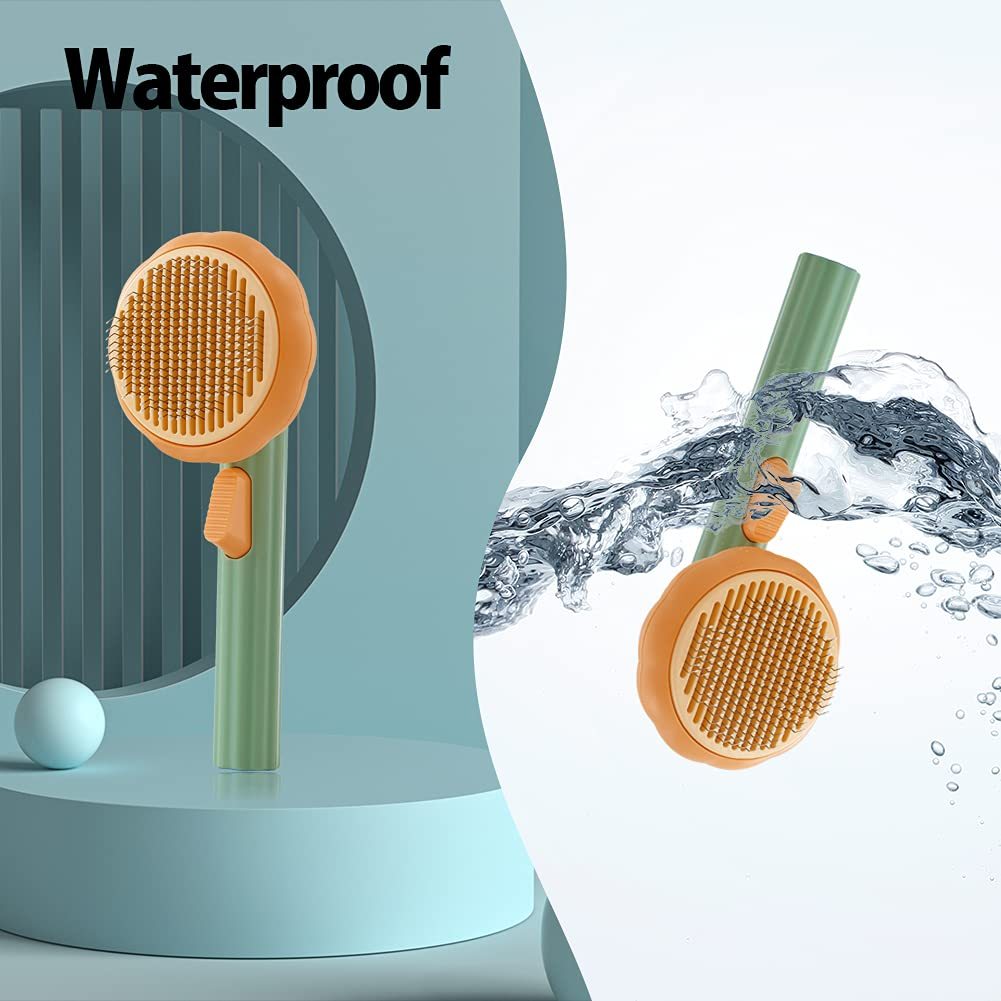 Pumpkin-Shaped Pet Self Cleaning Slicker Brush – Grooming Brush for Dogs, Cats & Rabbits