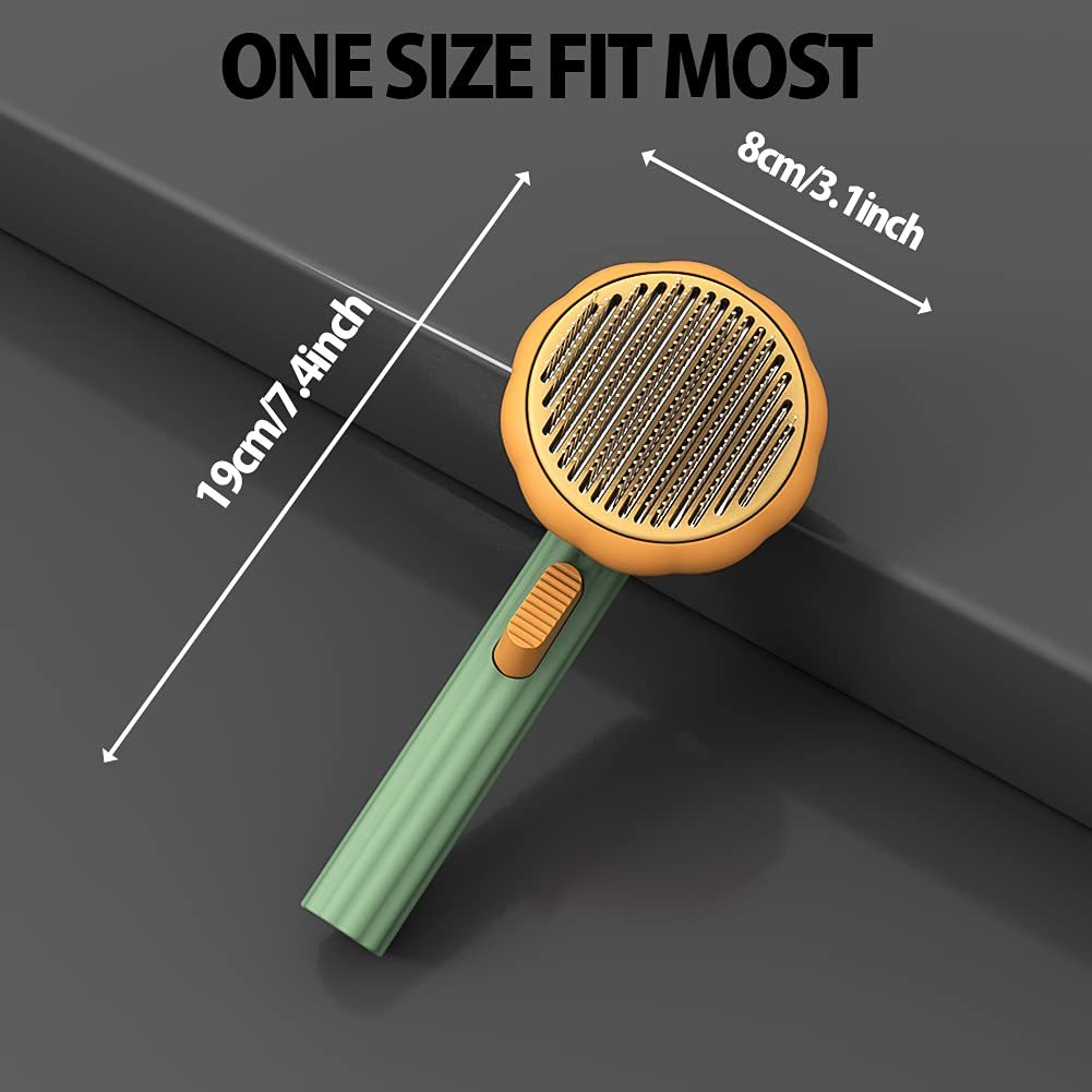Pumpkin-Shaped Pet Self Cleaning Slicker Brush – Grooming Brush for Dogs, Cats & Rabbits