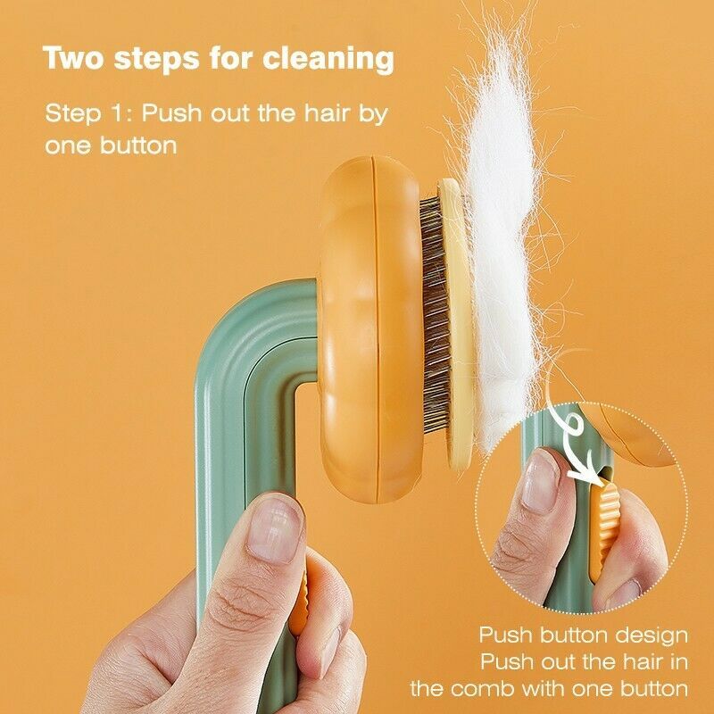 Pumpkin-Shaped Pet Self Cleaning Slicker Brush – Grooming Brush for Dogs, Cats & Rabbits