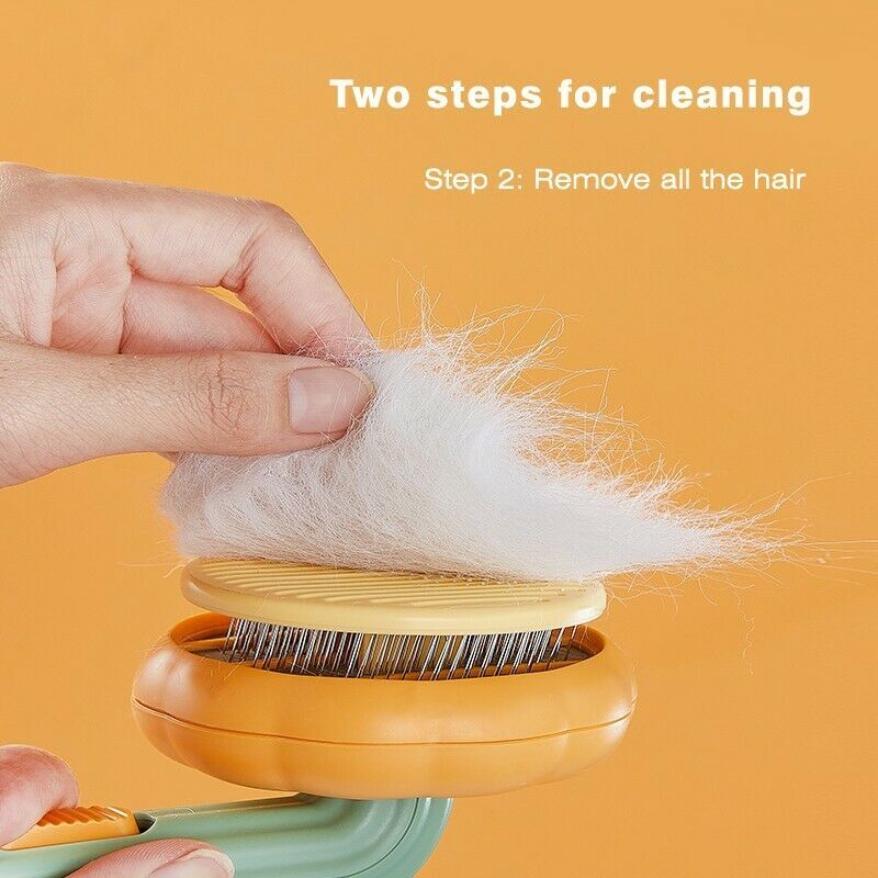Pumpkin-Shaped Pet Self Cleaning Slicker Brush – Grooming Brush for Dogs, Cats & Rabbits