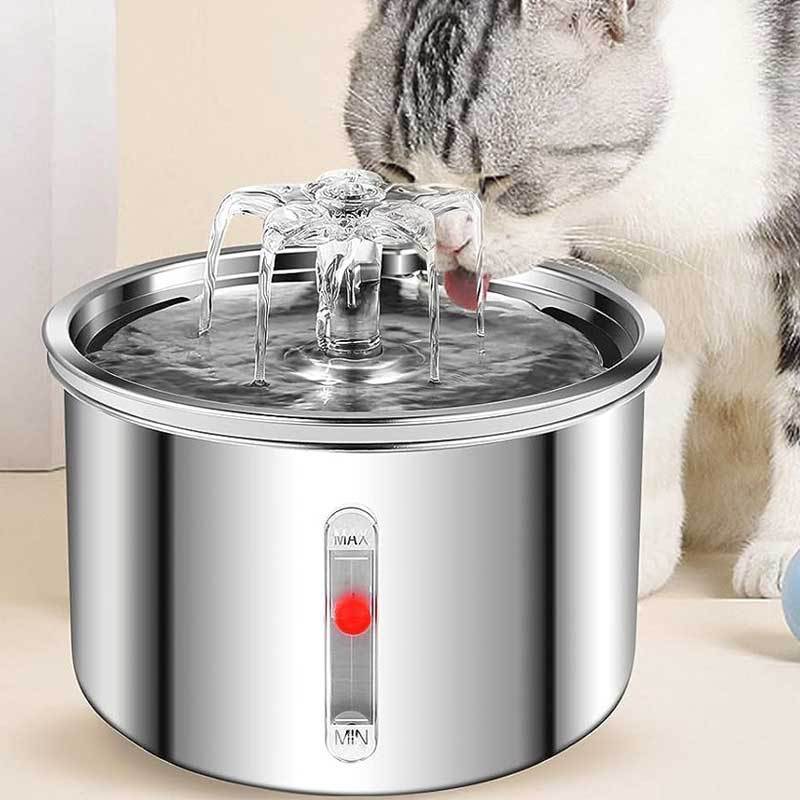 Stainless Steel Smart Pet Water Dispenser – Automatic Flower Fountain for Cats & Dogs with Filter System
