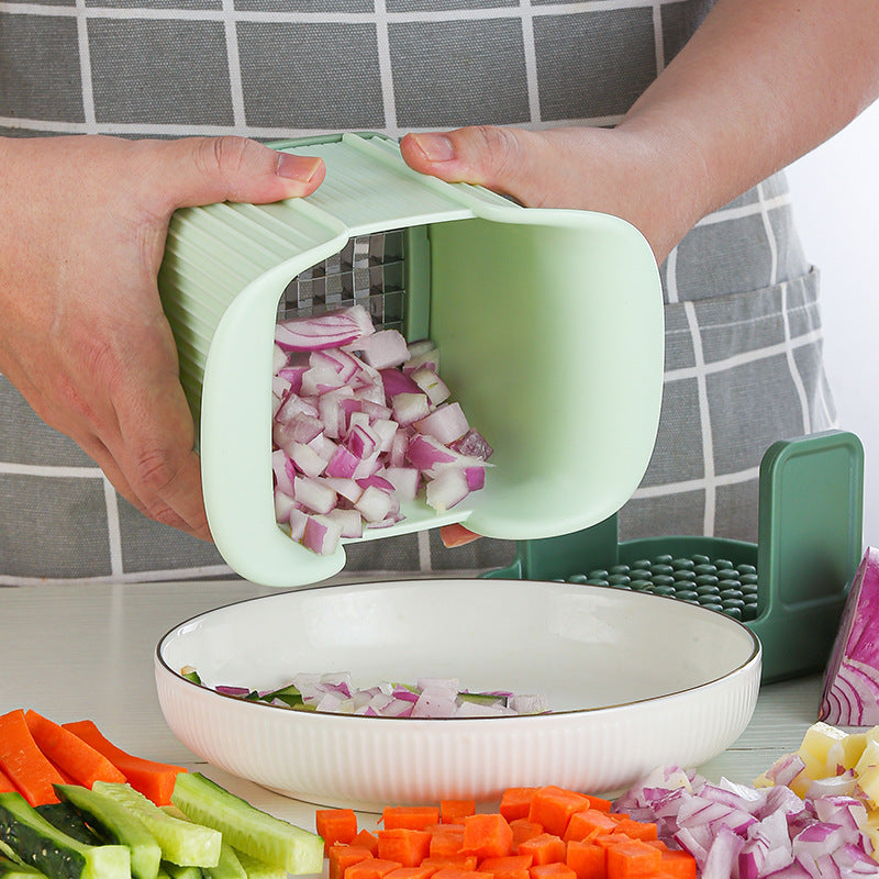 Multifunctional French Fries Cutter & Vegetable Chopper – Hand Press Onion Dicer & Potato Slicer