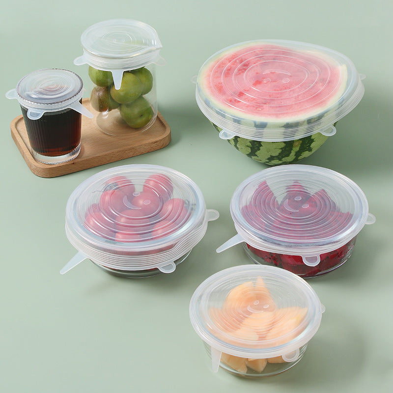 6-Piece Reusable Silicone Stretch Lids – Food-Grade Elastic Covers for Bowls, Cups & Containers