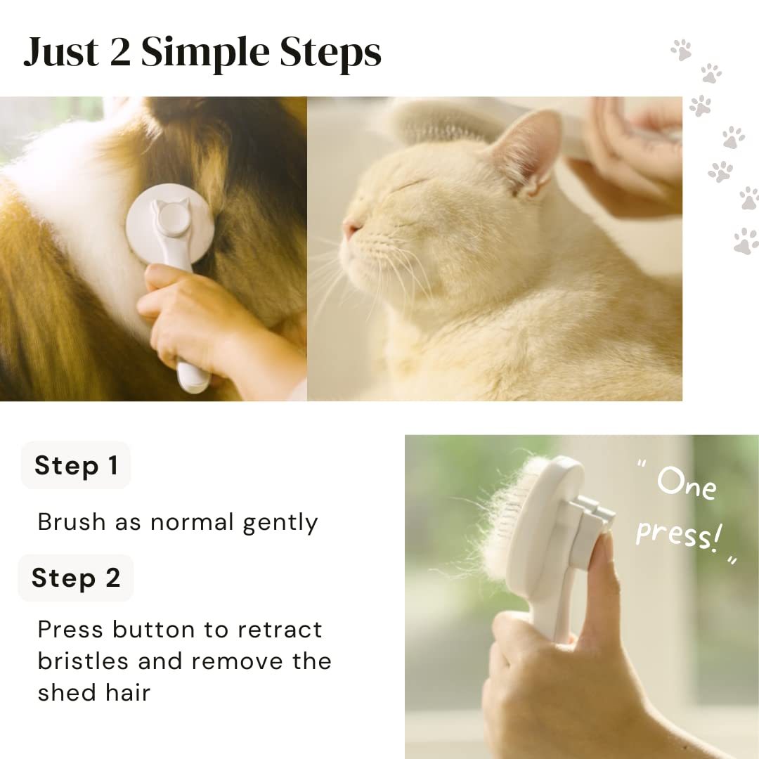 Self-Cleaning Pet Grooming Brush – Slicker Brush for Dogs & Cats to Remove Loose Hair, Mats & Tangles