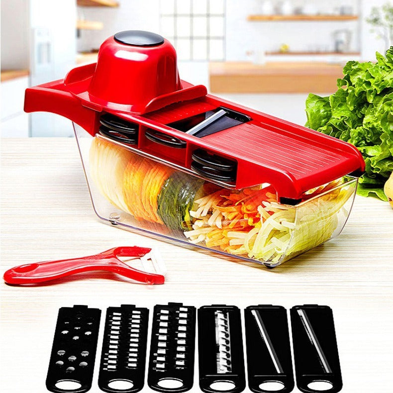 Multi-Function Vegetable Chopper with 6 Blades – Handheld Potato Shredder & Slicer