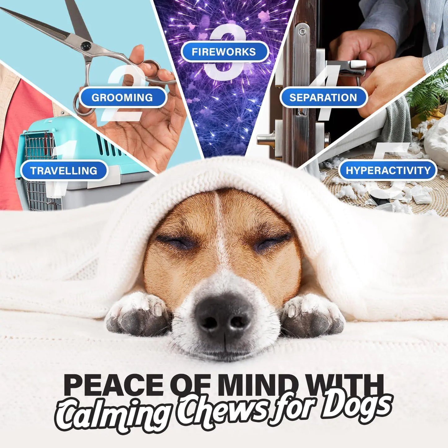 Calming Chews for Dogs – Chicken-Flavoured Anxiety Relief Supplement | 90 Soft Dog Calming Chews