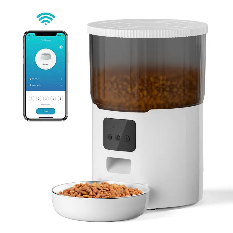 Smart Automatic Pet Feeder for Cats & Dogs – 4L WiFi Programmable Food Dispenser with USB