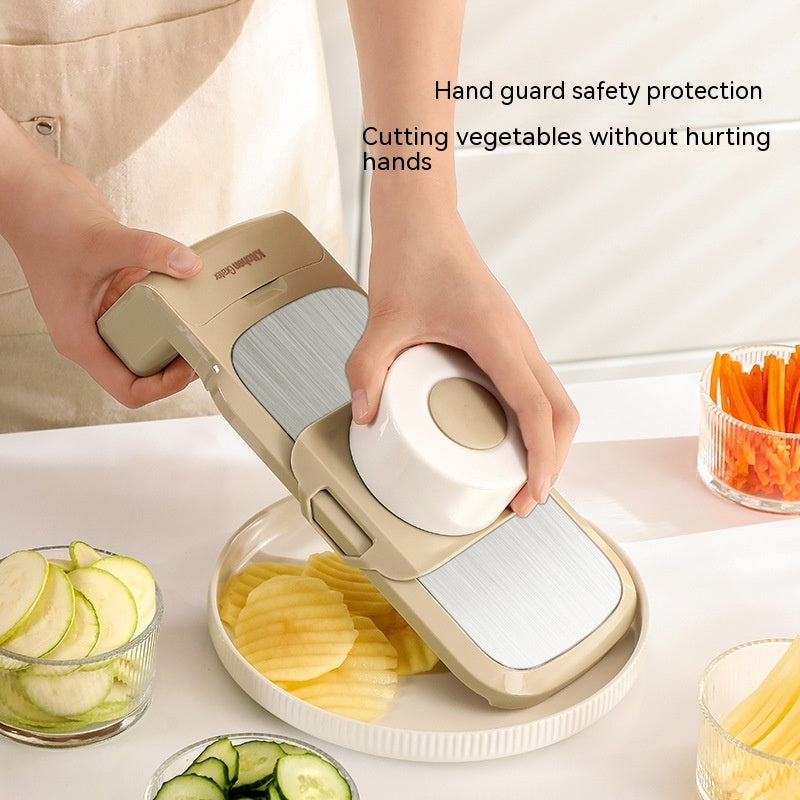 Multi-Function Vegetable Chopper & Grater – Stainless Steel 3/5 Blade Shredder with Basket