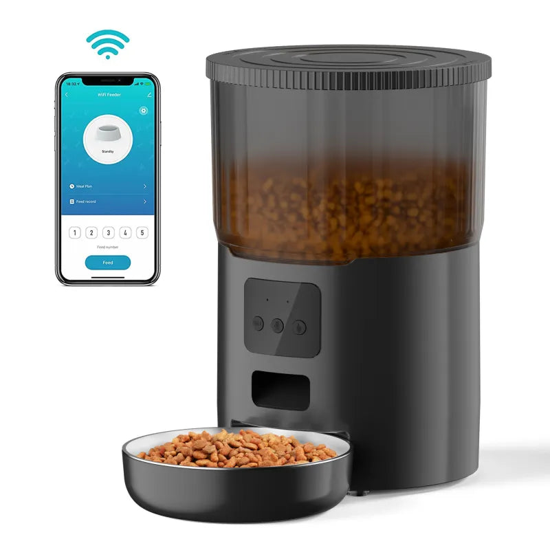 Smart Automatic Pet Feeder for Cats & Dogs – 4L WiFi Programmable Food Dispenser with USB