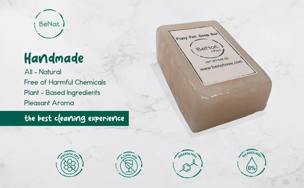 BeNat Organic Vegan Pet Shampoo Bar – Natural Oat Soap for Dogs & Cats (5.8 oz)