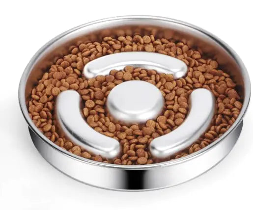 Stainless Steel Pet Slow Feeding Bowl – Cat & Dog Slow Feeder with Neck Protector for Healthy Digestion