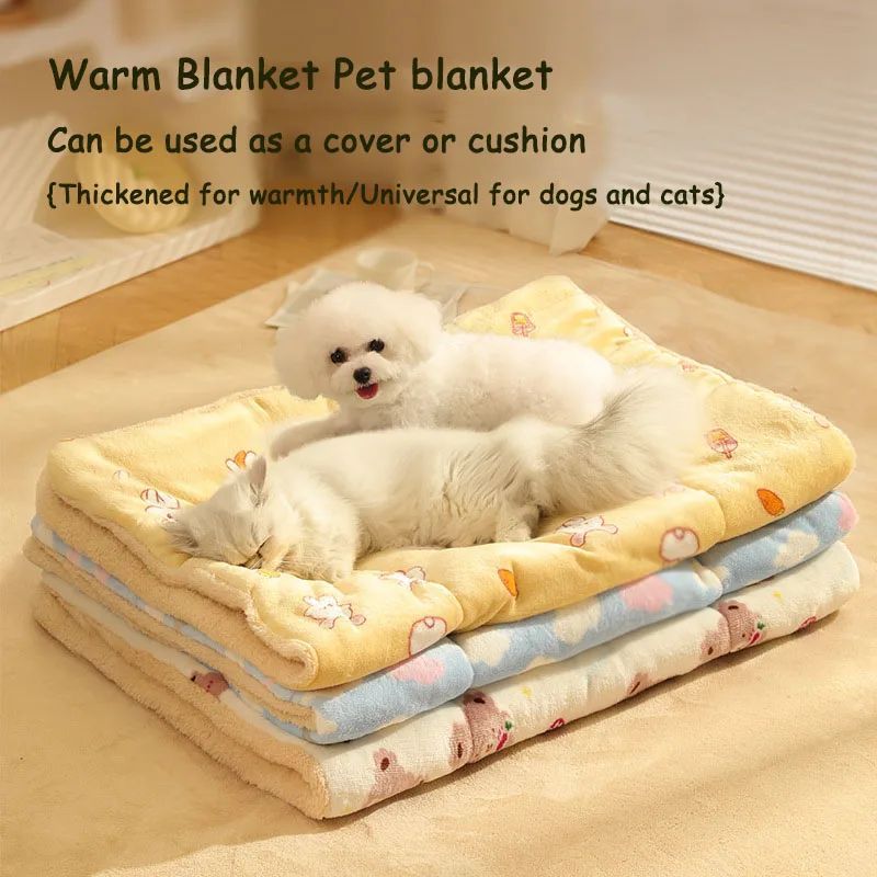 Thick Winter Pet Blanket for Dogs & Cats – Flannel & Lamb’s Wool Throw for Couch, Bed & Crate, Soft Washable