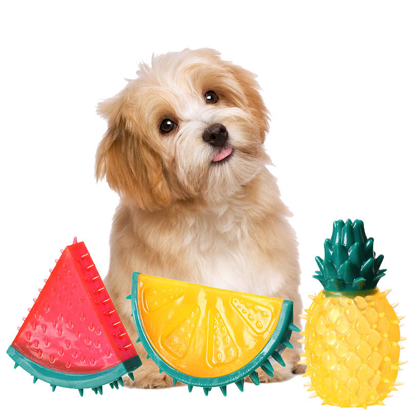 Durable Fruit-Shaped Pet Chew Toy – Pineapple & Lemon Puppy Dog Chew Toy with Sound