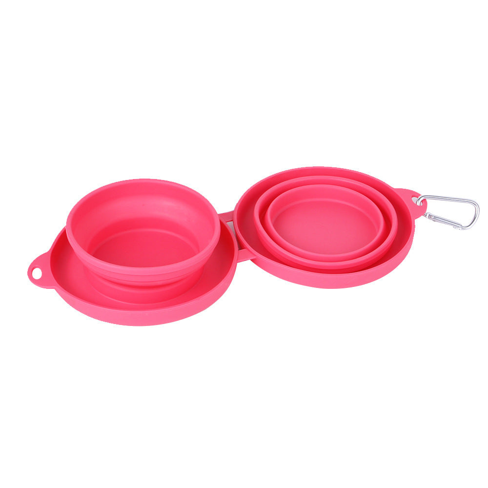 Foldable Silicone Double Pet Feeding Bowl – Portable No-Spill Travel Bowls for Dogs & Cats with Non-Slip Mat
