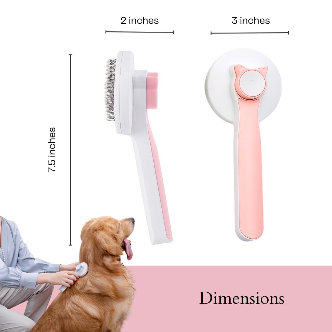 Self-Cleaning Pet Grooming Brush – Slicker Brush for Dogs & Cats to Remove Loose Hair, Mats & Tangles