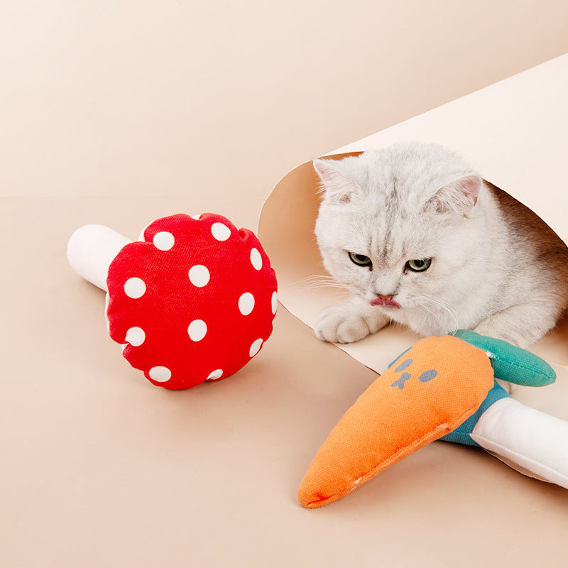 Plush Mushroom Cat Chew Toy with Catnip – Best Cat Chew Toy for Clean Teeth & Play