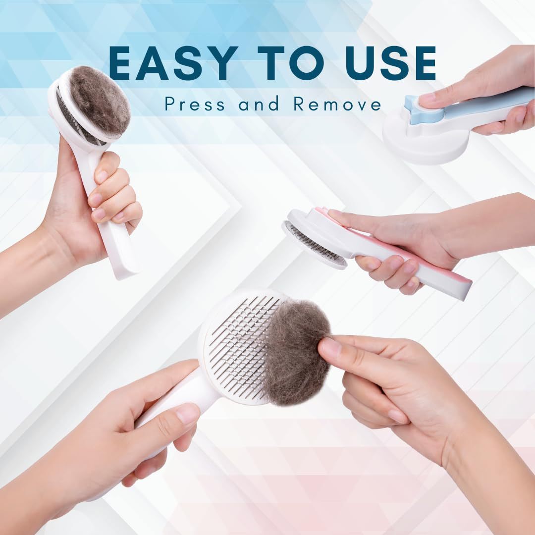 Self-Cleaning Pet Grooming Brush – Slicker Brush for Dogs & Cats to Remove Loose Hair, Mats & Tangles
