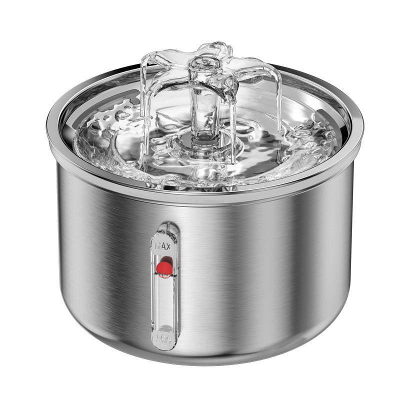 Stainless Steel Smart Pet Water Dispenser – Automatic Flower Fountain for Cats & Dogs with Filter System