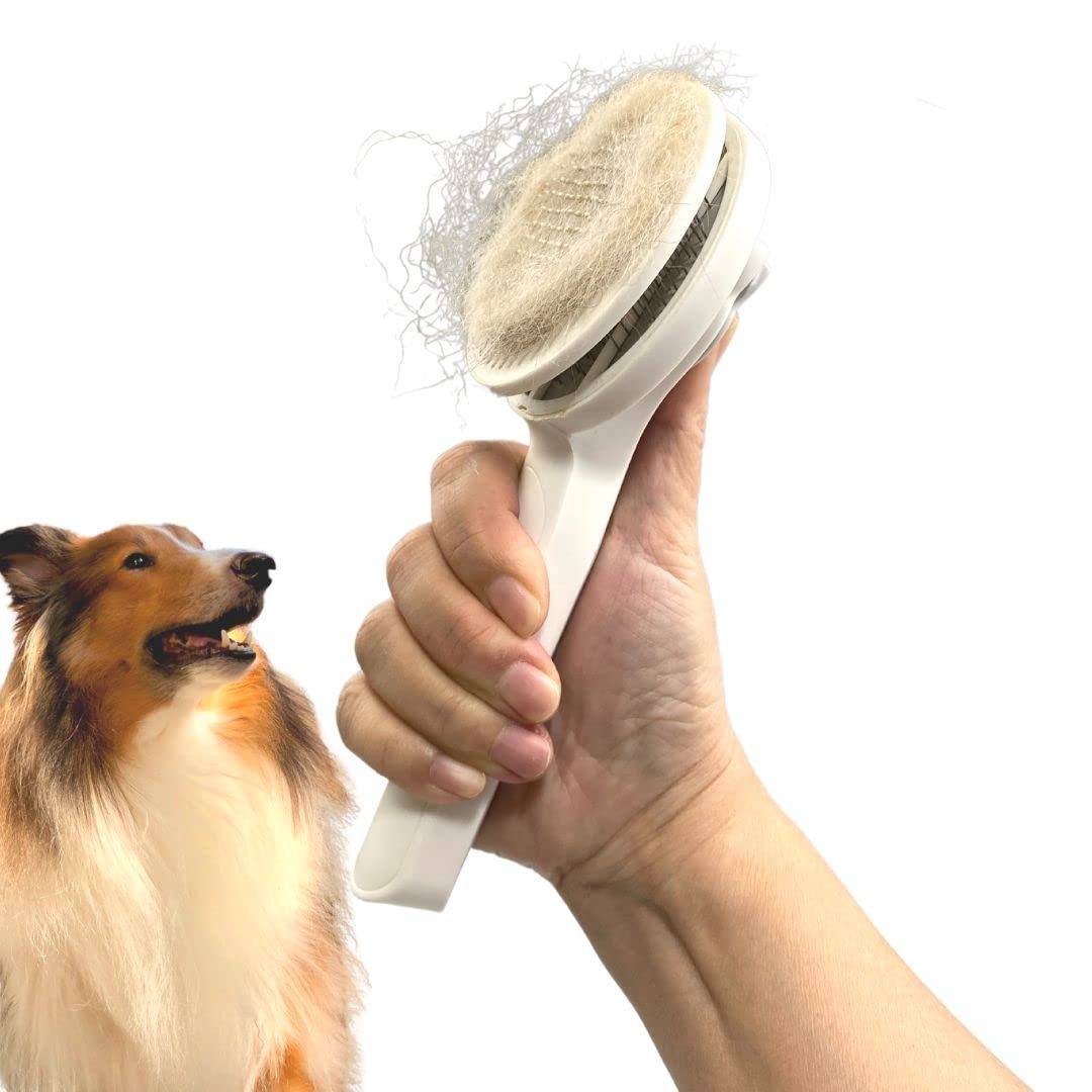Self-Cleaning Pet Grooming Brush – Slicker Brush for Dogs & Cats to Remove Loose Hair, Mats & Tangles