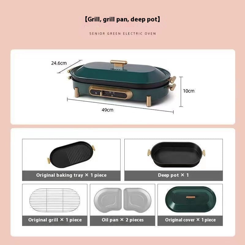 Multifunctional Electric Baking Pan with Hot Pot – Smoke-Free BBQ Grill & Roast Plate
