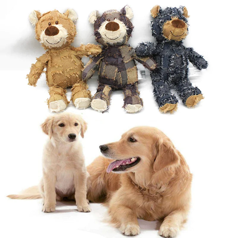 Durable Bear Plush Pet Dog Chew Toy – Best Squeaky Chew Toy for Play & Training