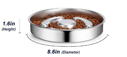 Stainless Steel Pet Slow Feeding Bowl – Cat & Dog Slow Feeder with Neck Protector for Healthy Digestion