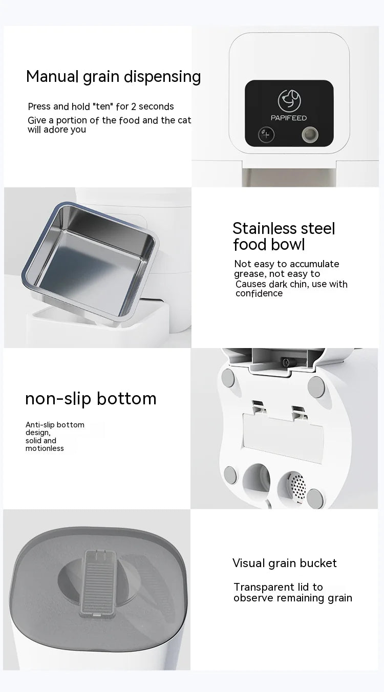6L Smart WiFi Automatic Pet Feeder for Cats & Dogs – App Control, Timed Feeding, Voice Message Function, Easy to Clean