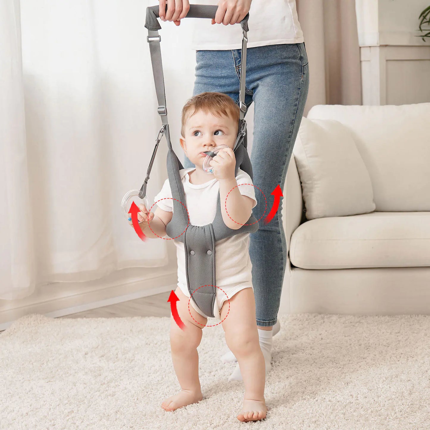 Baby Walker Harness with Anti-SlAdjustable Baby Walker Harness for Toddlers – Safe Anti-Slip Walking Assistant with Bellip Design for Kids