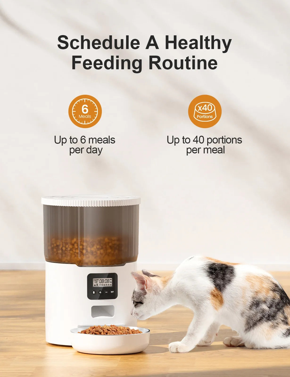 Smart Automatic Pet Feeder for Cats & Dogs – 4L WiFi Programmable Food Dispenser with USB