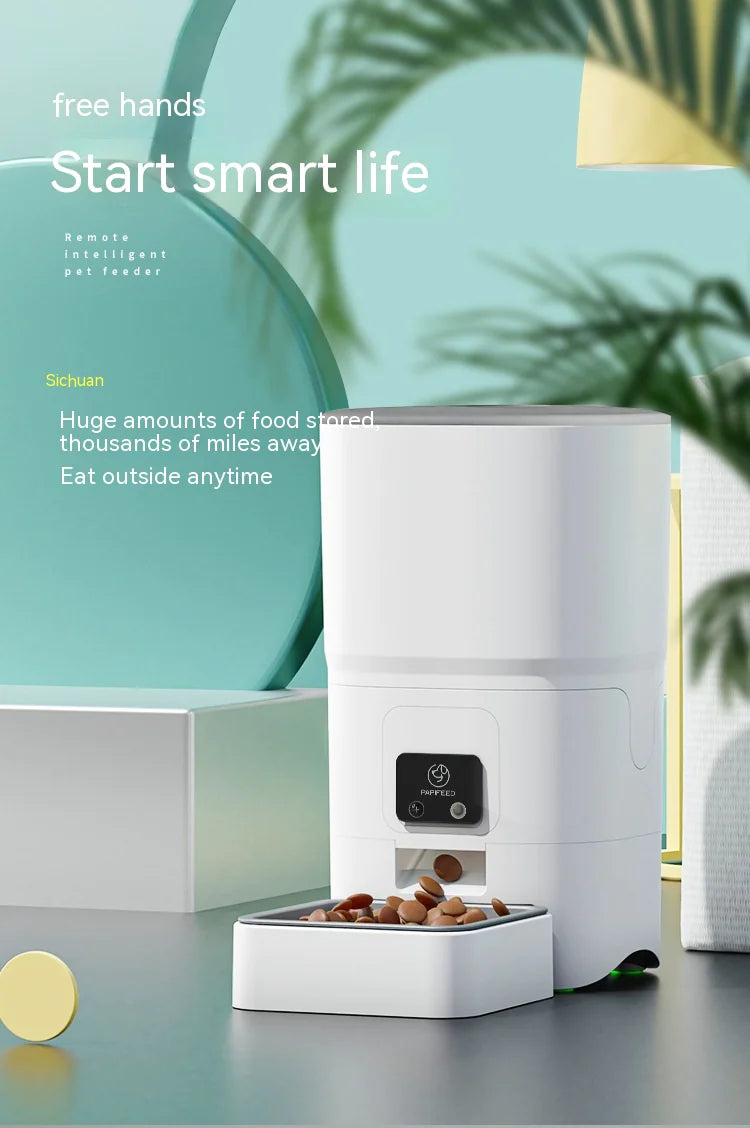 6L Smart WiFi Automatic Pet Feeder for Cats & Dogs – App Control, Timed Feeding, Voice Message Function, Easy to Clean