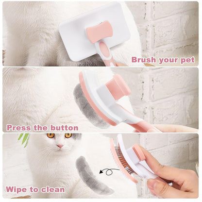 Professional Pet Self Cleaning Slicker Brush – Hair Removal & Massage Grooming Comb for Dogs & Cats