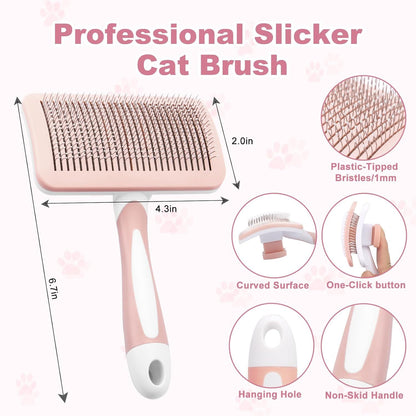 Professional Pet Self Cleaning Slicker Brush – Hair Removal & Massage Grooming Comb for Dogs & Cats