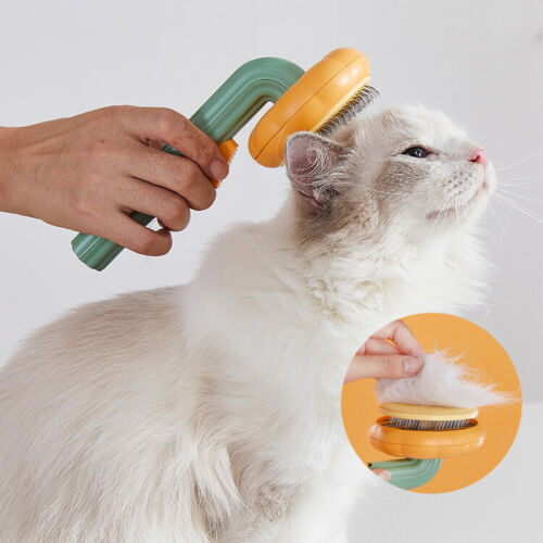 Pumpkin-Shaped Pet Self Cleaning Slicker Brush – Grooming Brush for Dogs, Cats & Rabbits