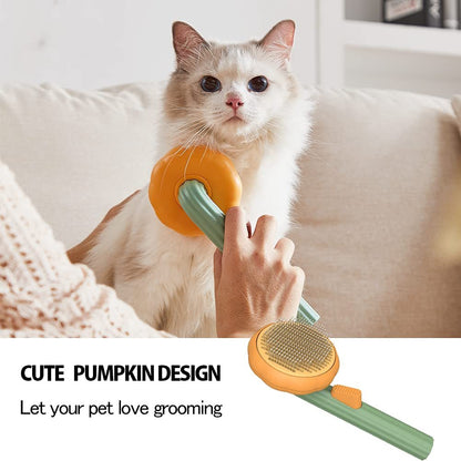 Pumpkin-Shaped Pet Self Cleaning Slicker Brush – Grooming Brush for Dogs, Cats & Rabbits