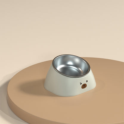 15° Tilted Stainless Steel Cat Bowl – Elevated Cat Bowl with Stand for Cervical Spine Protection