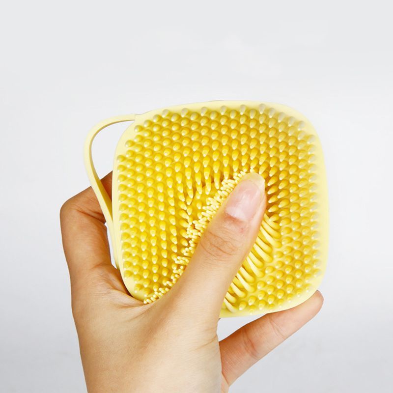 Silicone Pet Bath Brush Tool – Soft Bristle Dog & Cat Grooming Scrubber with Shampoo Dispenser