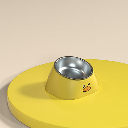 15° Tilted Stainless Steel Cat Bowl – Elevated Cat Bowl with Stand for Cervical Spine Protection