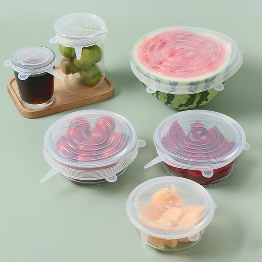 6-Piece Reusable Silicone Stretch Lids – Food-Grade Elastic Covers for Bowls, Cups & Containers