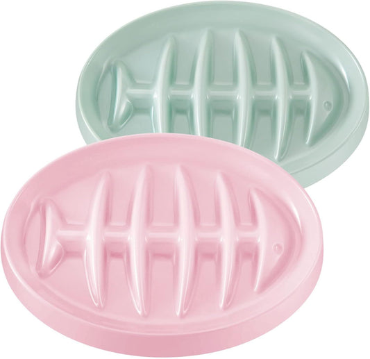 Fishbone Cat Slow Feeder Bowl – Interactive Cat Slow Feeder Dish for Wet & Dry Food, Anti-Gulping & Bloat Prevention