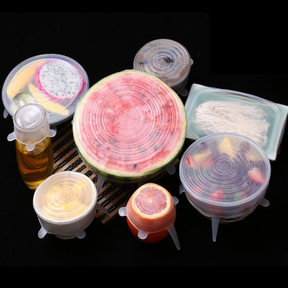 6-Piece Reusable Silicone Stretch Lids – Food-Grade Elastic Covers for Bowls, Cups & Containers