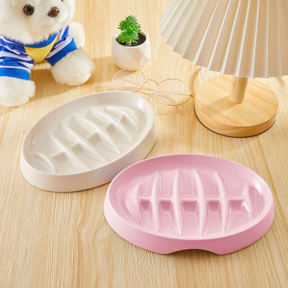 Fishbone Cat Slow Feeder Bowl – Interactive Cat Slow Feeder Dish for Wet & Dry Food, Anti-Gulping & Bloat Prevention