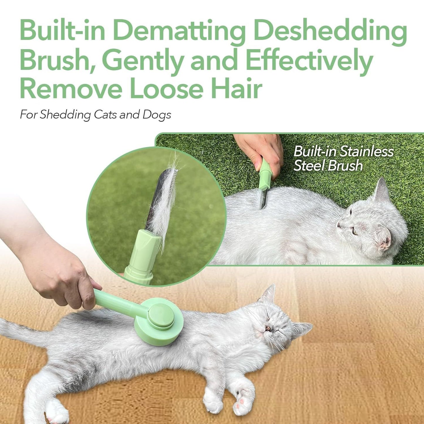 2-in-1 Pet Grooming Brush – Best Deshedding & Hair Remover Brush for Dogs & Cats