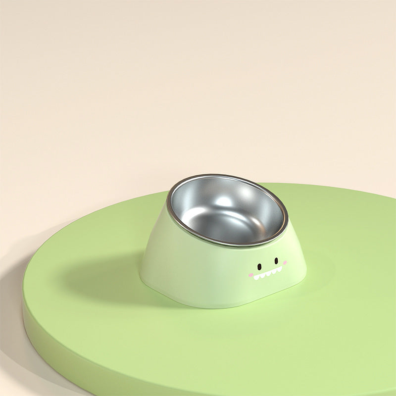 15° Tilted Stainless Steel Cat Bowl – Elevated Cat Bowl with Stand for Cervical Spine Protection