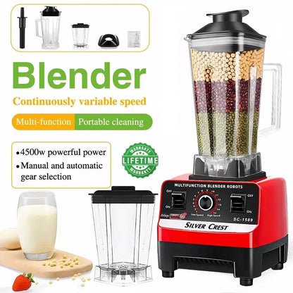 4500W Blender Food Processor Combo – Ice Crusher, Smoothie Maker & Juicer with 2 Jugs (2L + 600ml)
