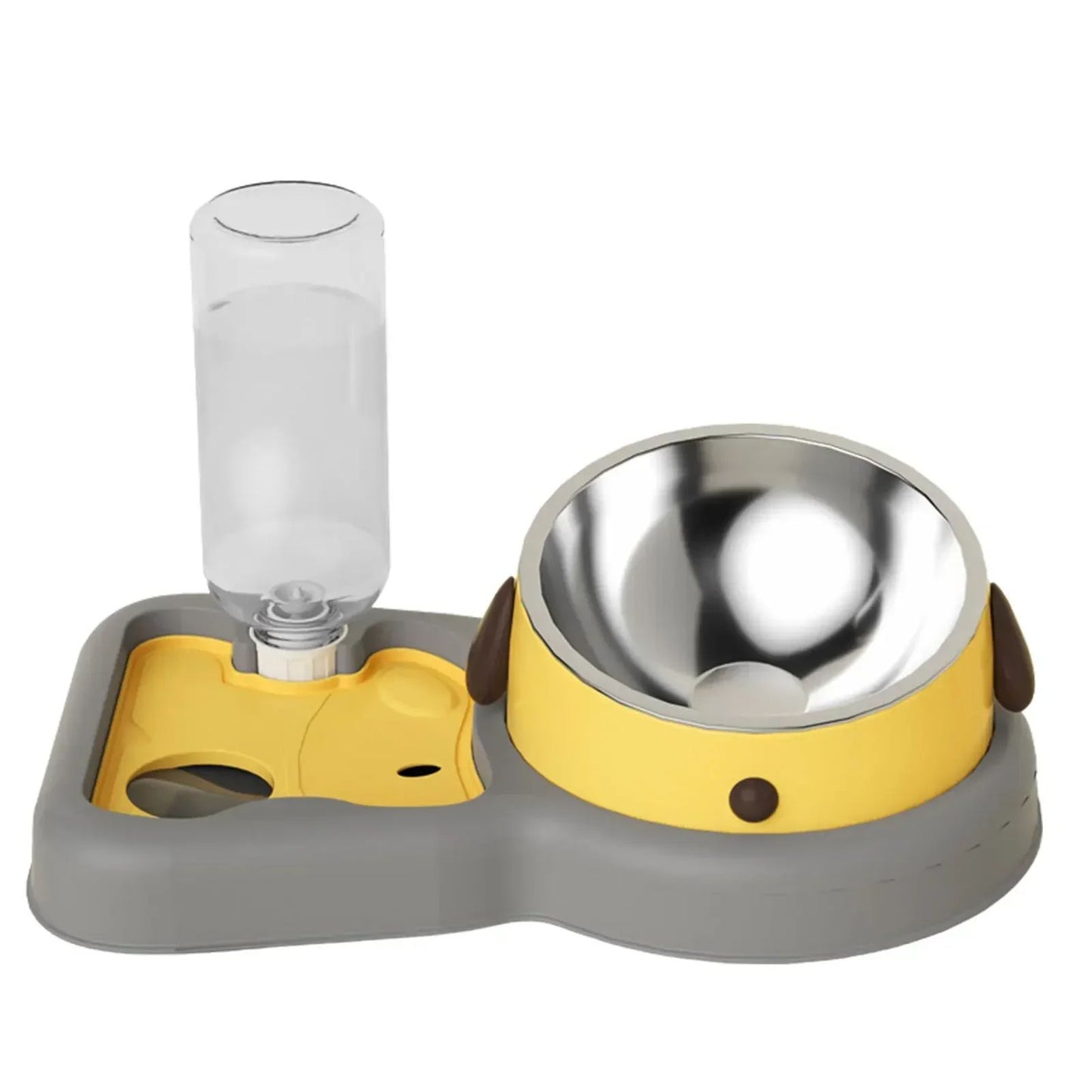 2-in-1 Tilted Pet Feeder Bowl with Automatic Water Dispenser – Neck Protection Feeding Station for Cats & Small Dogs