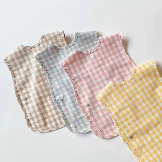 Fashion Plaid Waterproof Cotton Bib for Babies